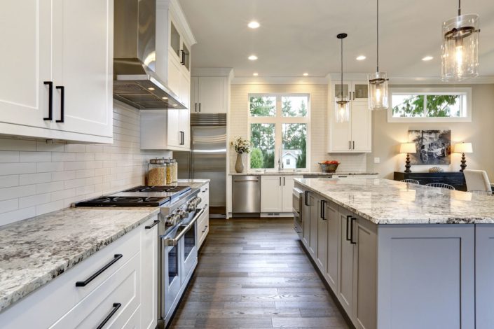 Model Kitchen With Pendant Lights