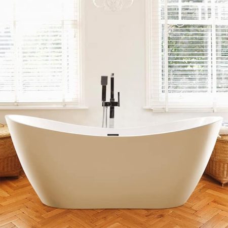 Vanity Art Mulhouse Acrylic Flatbottom Freestanding Bathtub in White