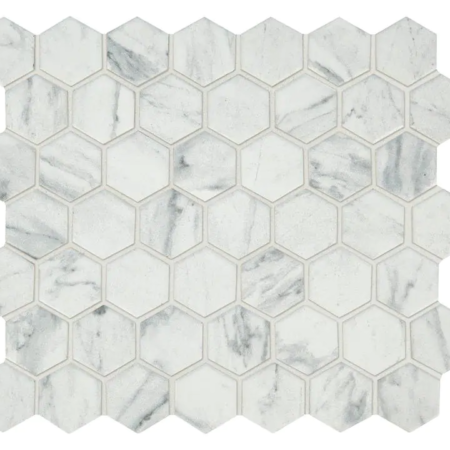 Carrara Ceramic Hexagon Mosaic Wall Tile