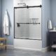 Matte Black Delta Everly Contemporary Sliding Frameless Bathtub Door