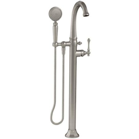 Vibrant Brushed Nickel Kohler Kelston 1-Handle Floor Mount Bath Filler with Hand Shower