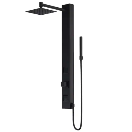 Matte Black Vigo Orchid 2-Jet Shower Massage Panel System with Square Shower Head