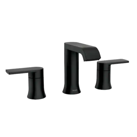 Matte Black Moen Genta 8 in. Widespread 2-Handle Bathroom Faucet